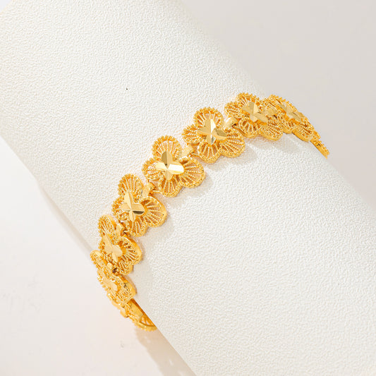 MY1547  24K Gold-Plated Copper Bracelet with Butterfly Design for Women