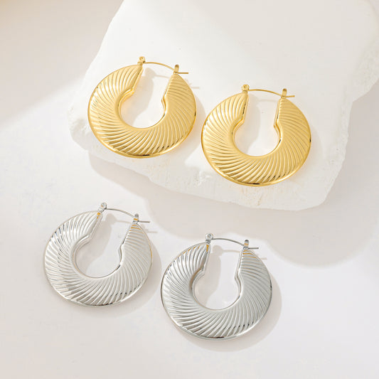 MY1572 Stainless Steel Hoop Earrings Plated with Real Gold