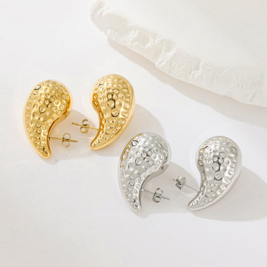 MY1587 Stainless Steel Drop-Shaped Earrings Plated with Real Gold