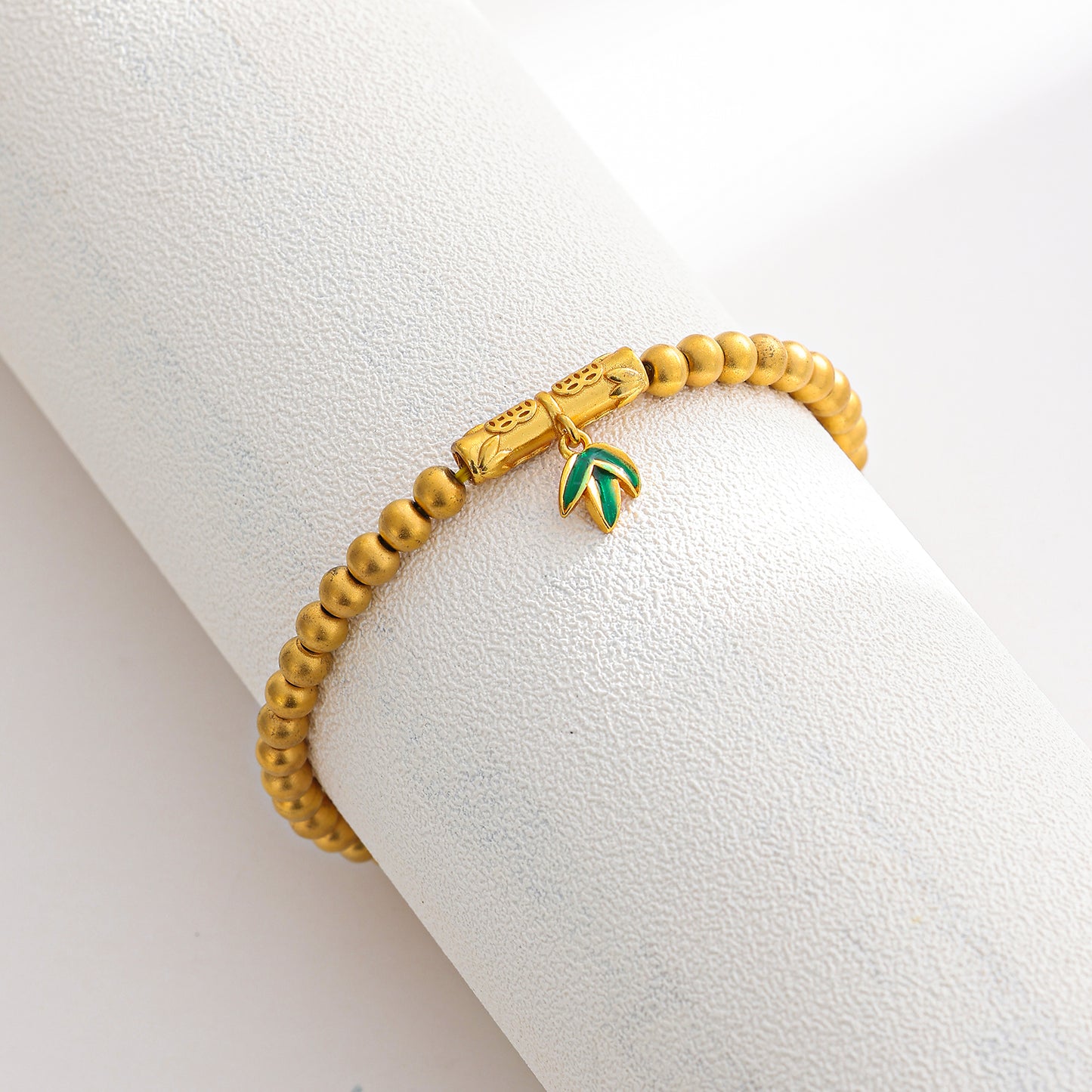 MY1603 24K Gold Plated Bead Bracelet [Bamboo Charm]