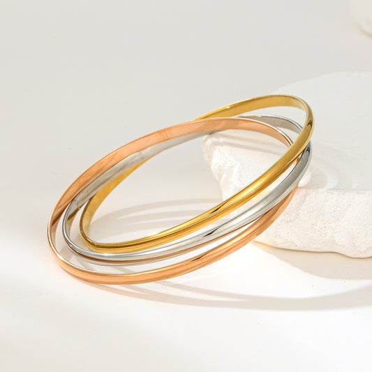 MY2136 Stainless Steel Fixed Size Bangle in Three Color with Smooth Surface (2.6inch)