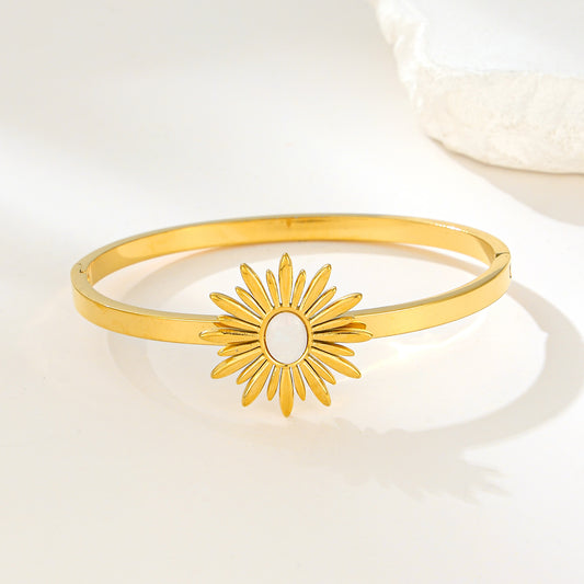 MY2139 Stainless Steel Openable Bangle with Sun-Shaped Design (2.4inch)