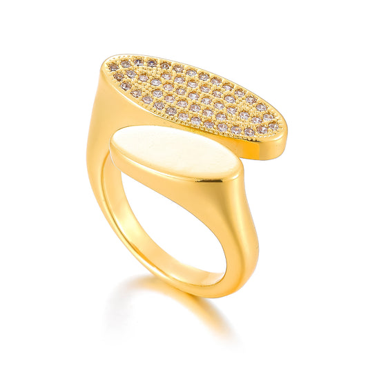 MY1728 24K Gold Plated Openable Copper Ring with Zircon  Design for Women