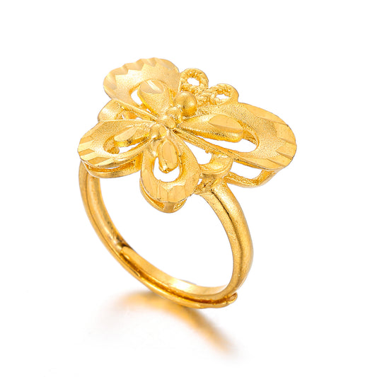 MY1742 24K Gold Plated Adjustable Copper Ring with Butterfly  Design for Women
