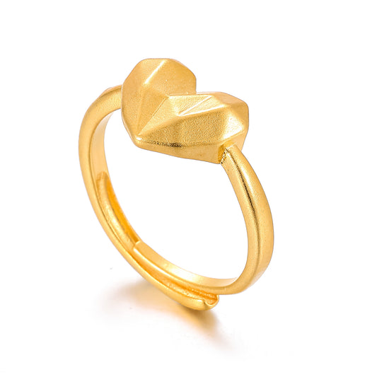 MY1719 24K Gold Plated Adjustable Heart-Shaped Copper Ring for Women