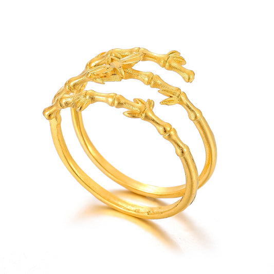 MY1741  24K Real Gold Plated Adjustable Leaf Women Ring