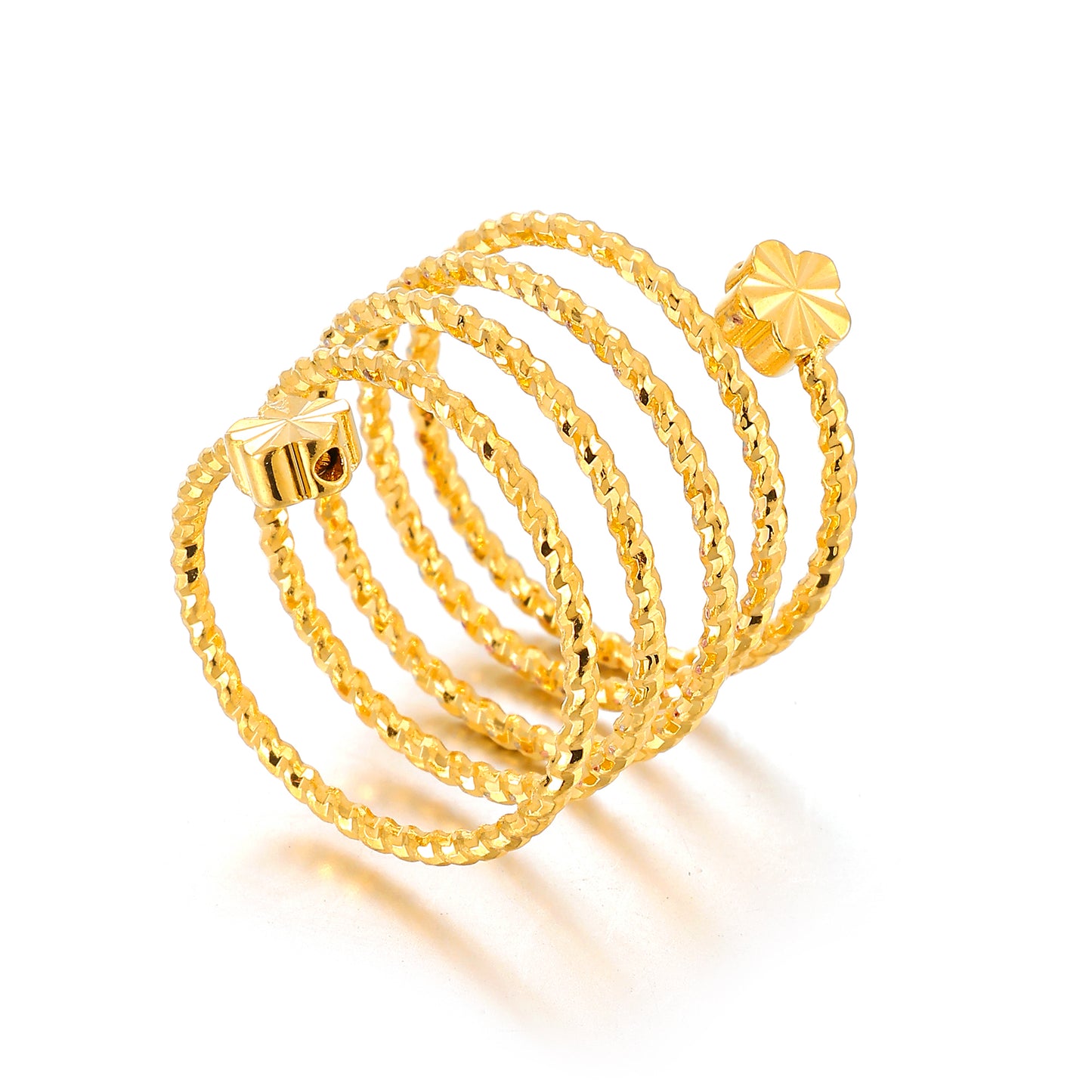 MY1715 24K Gold Plated Copper Women Spring Ring