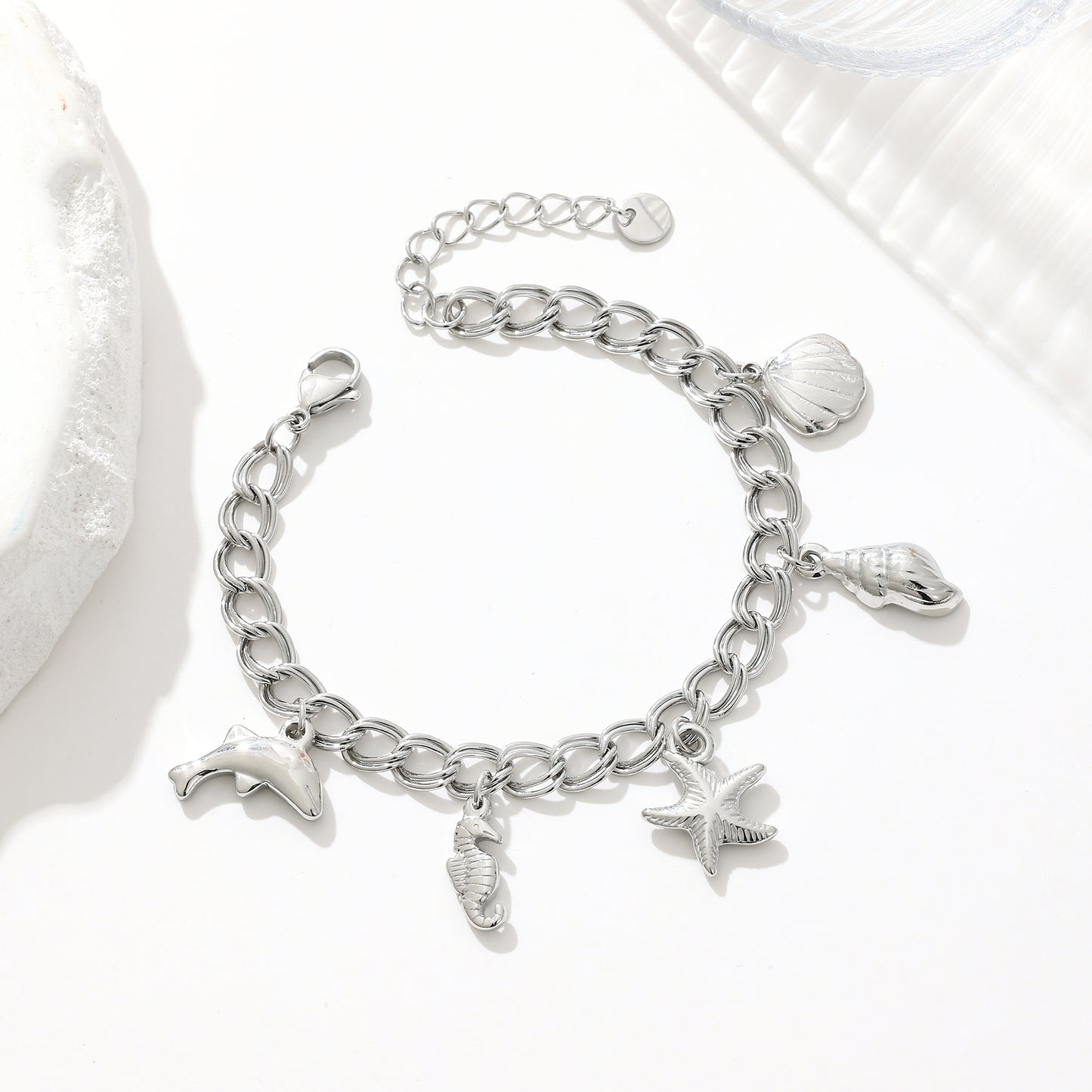 MY1711 Stainless Steel Shell Dangle Charms Bracelets