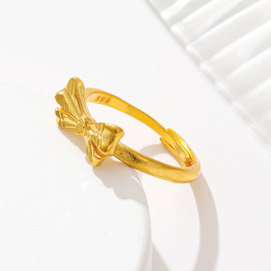 MY1724 24K Gold Plated Adjustable Bow Ring for women girls