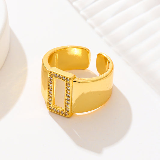 MY1725 24K Gold Plated Openable Copper Ring with Square Design for Women