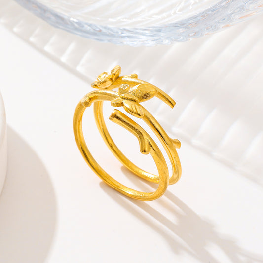 MY1720 24K Gold Plated Adjustable Copper Ring with Butterfly  Design for Women