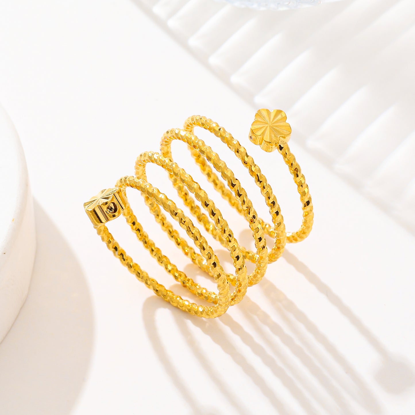 MY1715 24K Gold Plated Copper Women Spring Ring