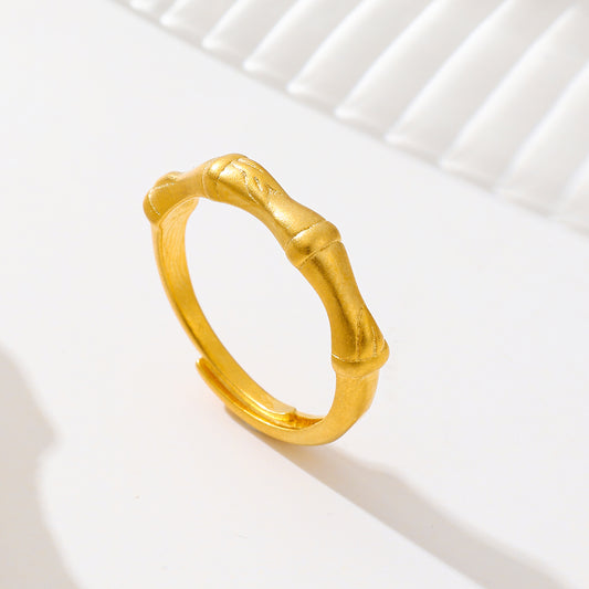 MY1736 24K Real Gold Plated Adjustable Bamboo Ring