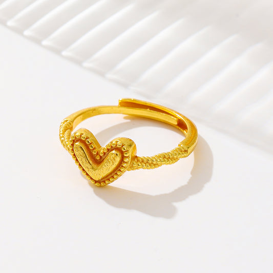 MY1723 Adjustable Gold Plated  Heart Ring