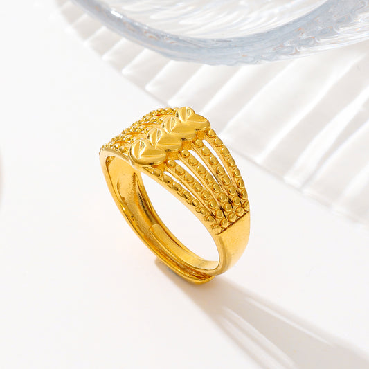 MY1730 24K Gold Plated Adjustable Copper Ring with Heart  Design for Women
