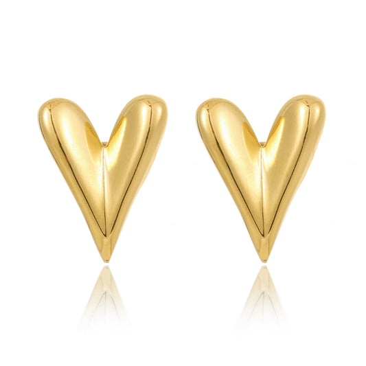 MY1588 Stainless Steel Heart-Shaped  Earrings Plated with Real Gold
