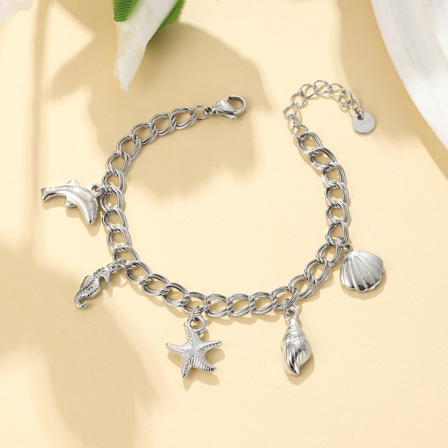 MY1711 Stainless Steel Shell Dangle Charms Bracelets