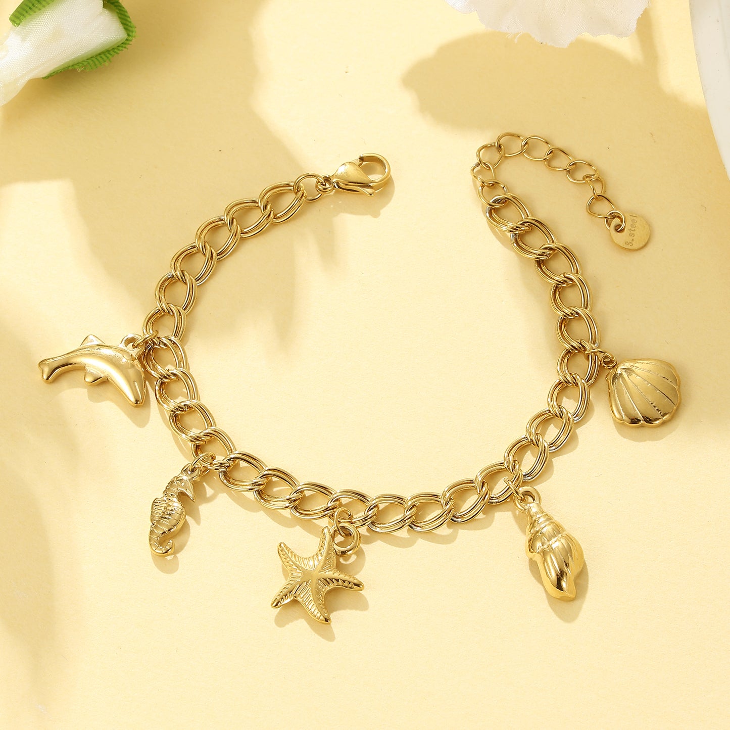 MY1711 Stainless Steel Shell Dangle Charms Bracelets