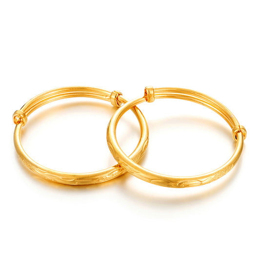 2pcs /lot 18K Gold Plated Baby Bangles Bracelets for one year old  Birthday gifts