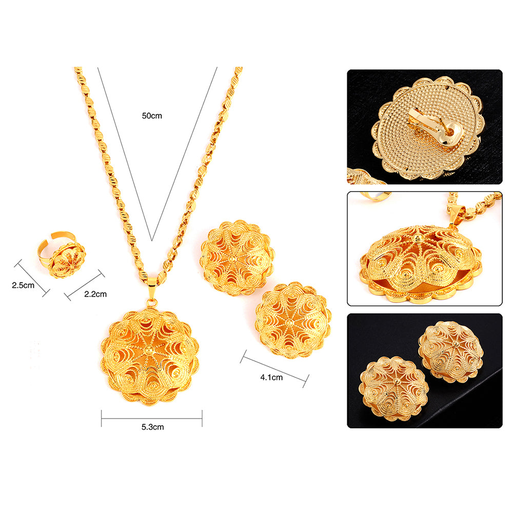 18K Gold Plated Big Size Jewelry Sets for Ethiopian Habesha Women Wedding Party Jewelry