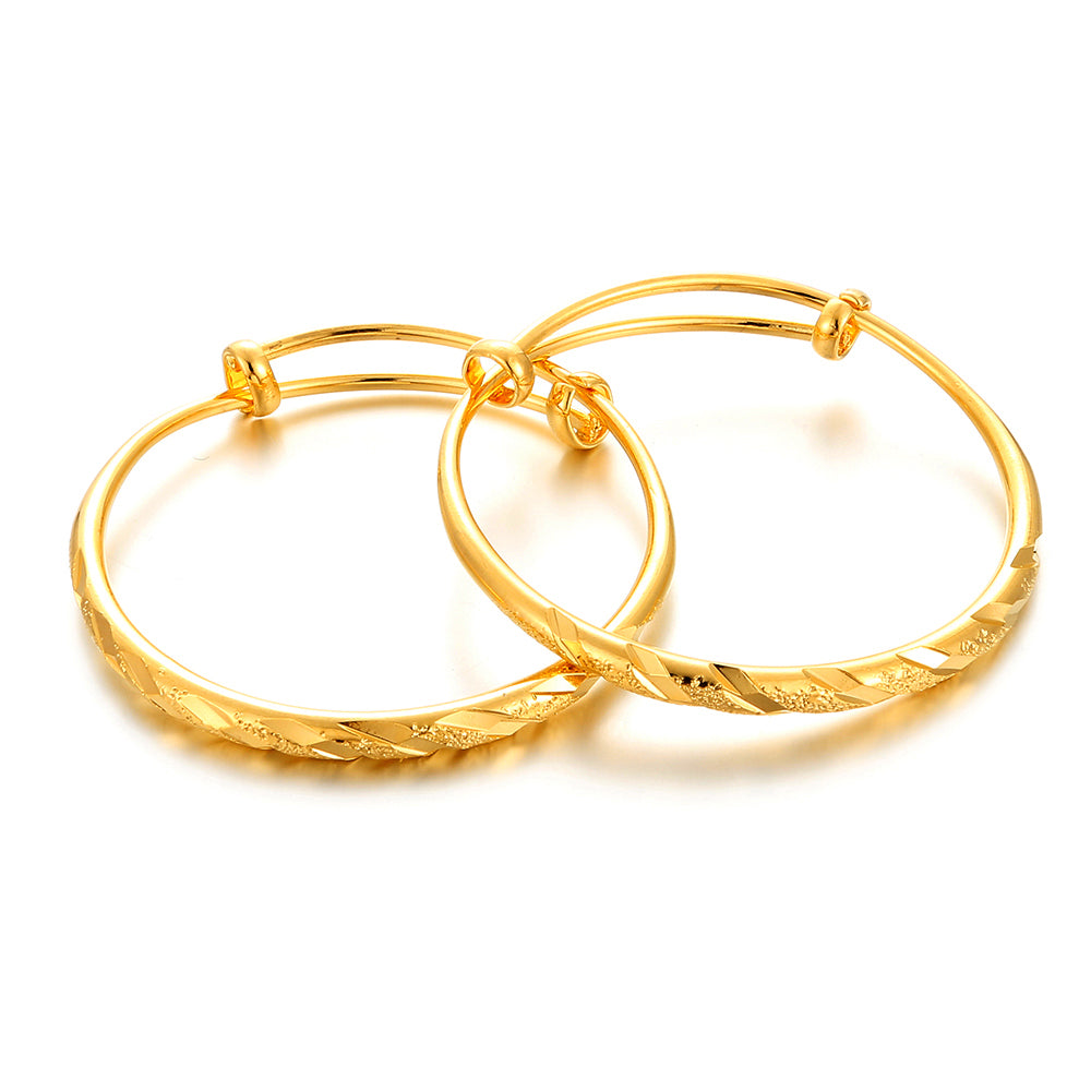 2pcs /lot Gold Plated Baby Children Bangles Bracelet Christmas Birthday Present