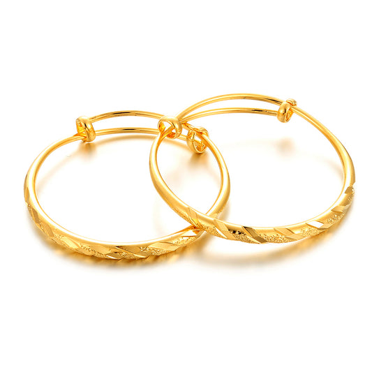 2pcs /lot Gold Plated Baby Children Bangles Bracelet Christmas Birthday Present