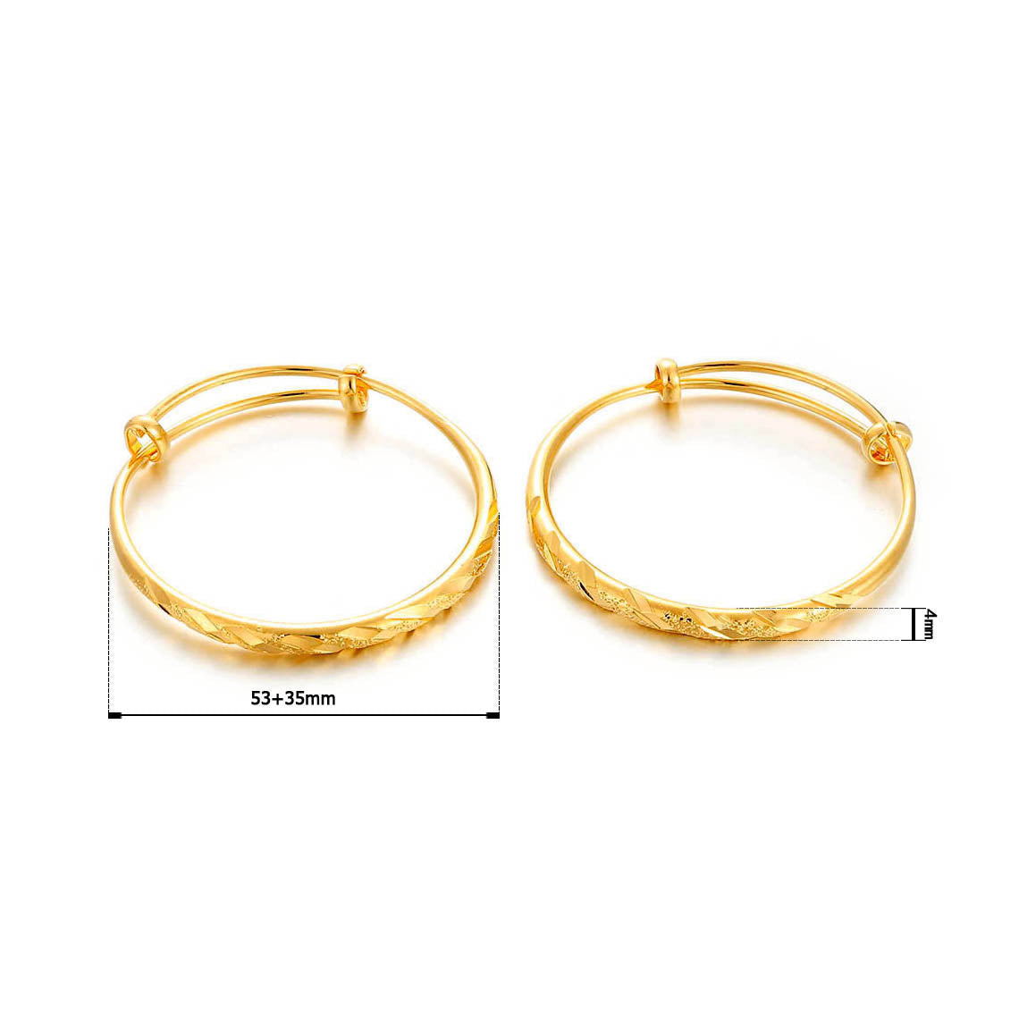 2pcs /lot Gold Plated Baby Children Bangles Bracelet Christmas Birthday Present
