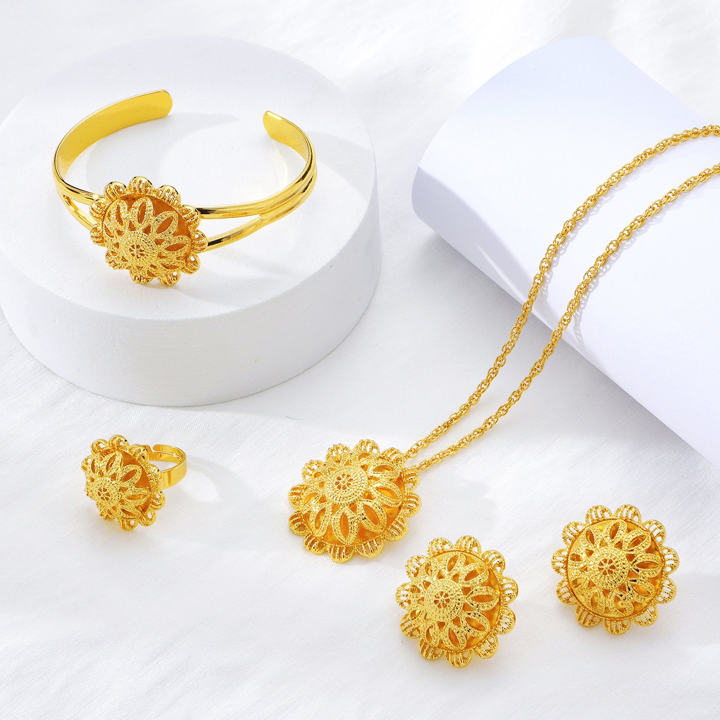 New Ethiopian Eritrean Gold Plated Women Jewelry Sets for wedding Party Use