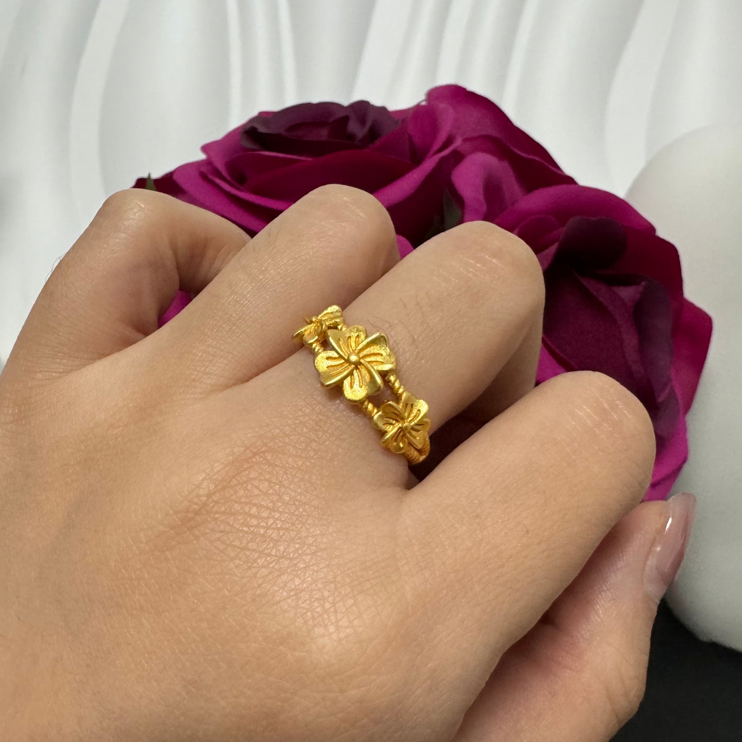 6PCS/bag 24KGP Copper  Adjustable Golden Rings