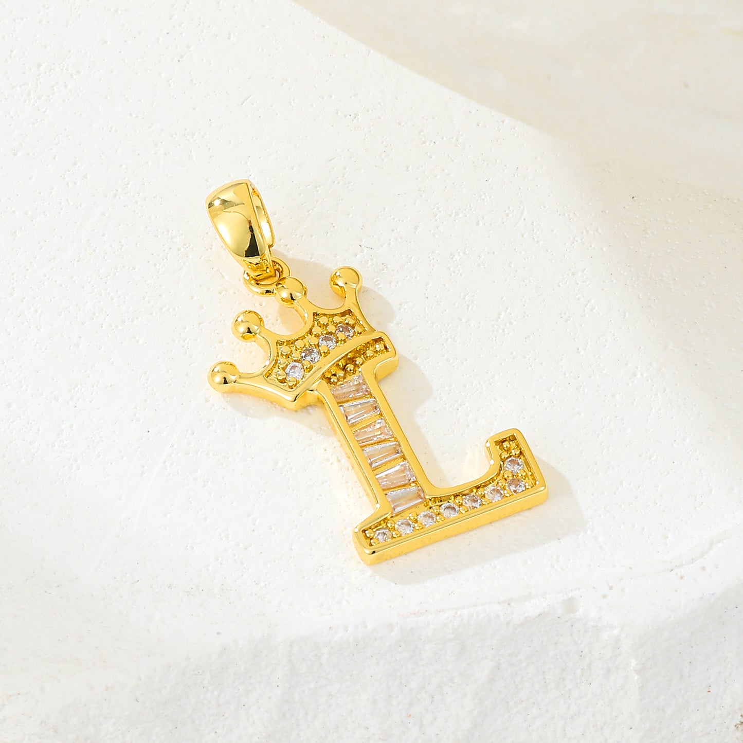 MY2043 Gold-Plated Copper Alphabets Pendants with Crown Design