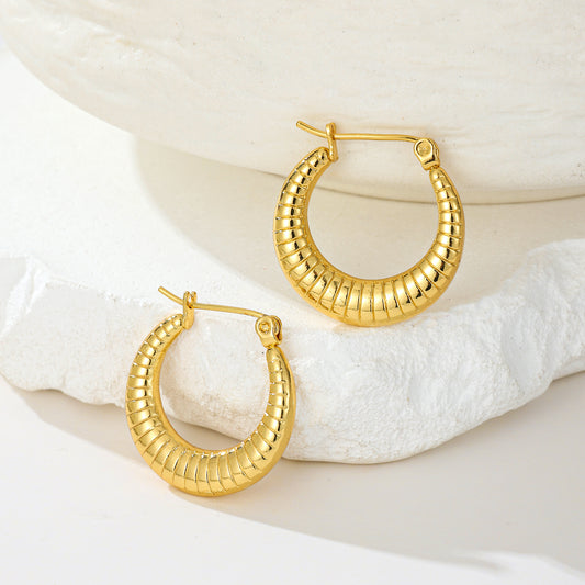 MY2008 Stainless Steel Hoop Earrings Plated with Real Gold