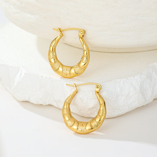 MY2010 Stainless Steel Hoop Earrings Plated with Real Gold