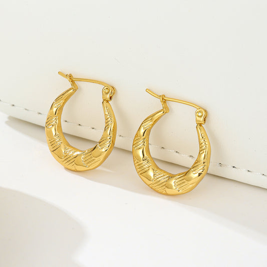 MY2011 Stainless Steel Hoop Earrings Plated with Real Gold