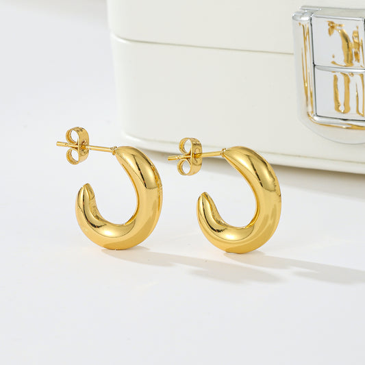 MY2013 Stainless Steel Stud Earrings Plated with Real Gold