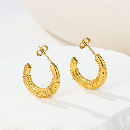 MY2020 Stainless Steel Stud Earrings Plated with Real Gold
