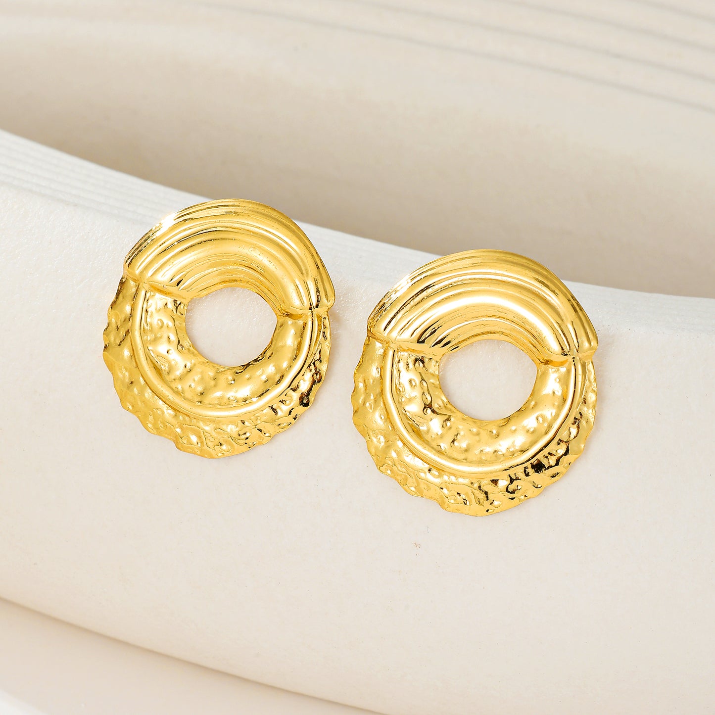 MY2023 Stainless Steel Small Hoop Earrings Plated with Real Gold