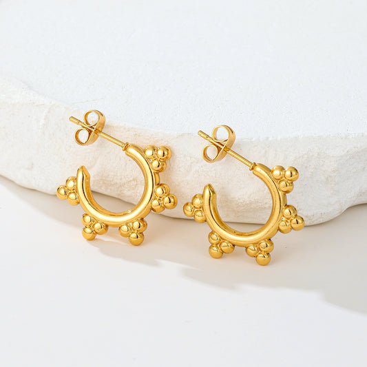 MY2024 Stainless Steel Stud Earrings Plated with Real Gold