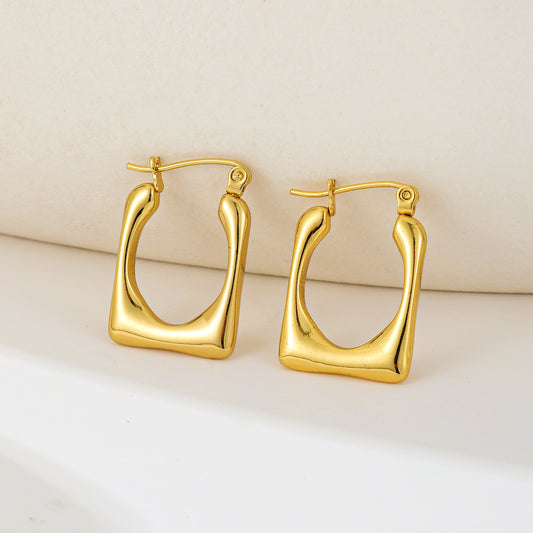 MY2026 Stainless Steel Hoop Earrings Plated with Real Gold