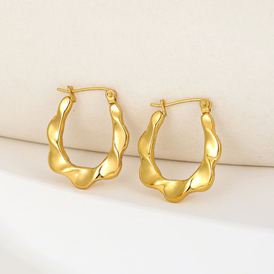 MY2029 Stainless Steel Hoop Earrings Plated with Real Gold