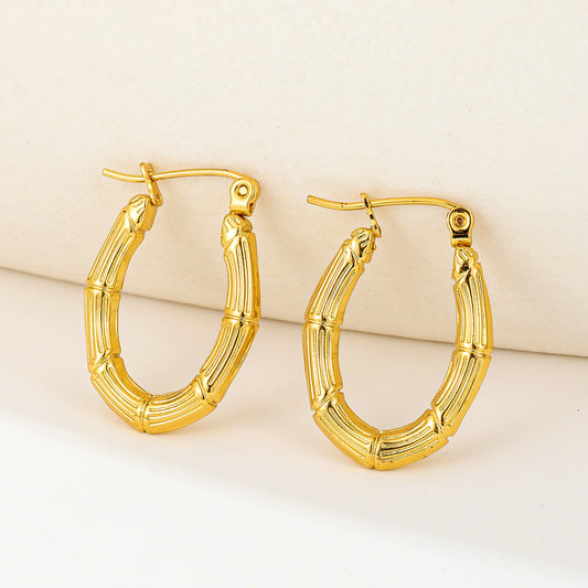 MY2030 Stainless Steel Hoop Earrings Plated with Real Gold