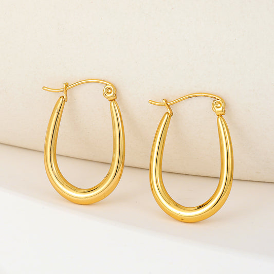 MY2031 Stainless Steel Hoop Earrings Plated with Real Gold