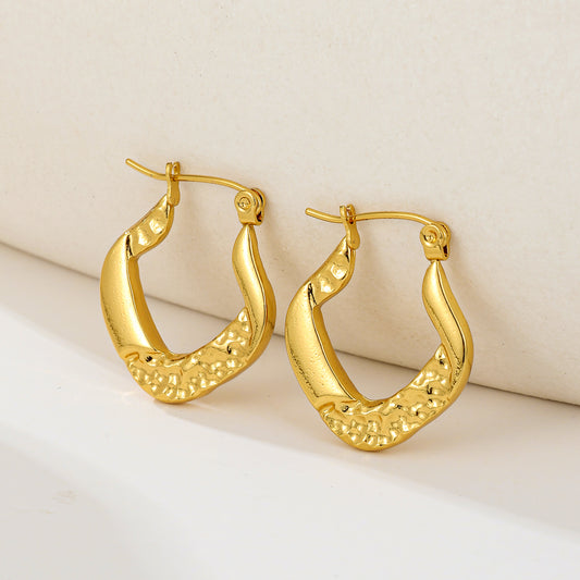 MY2033 Stainless Steel Hoop Earrings Plated with Real Gold
