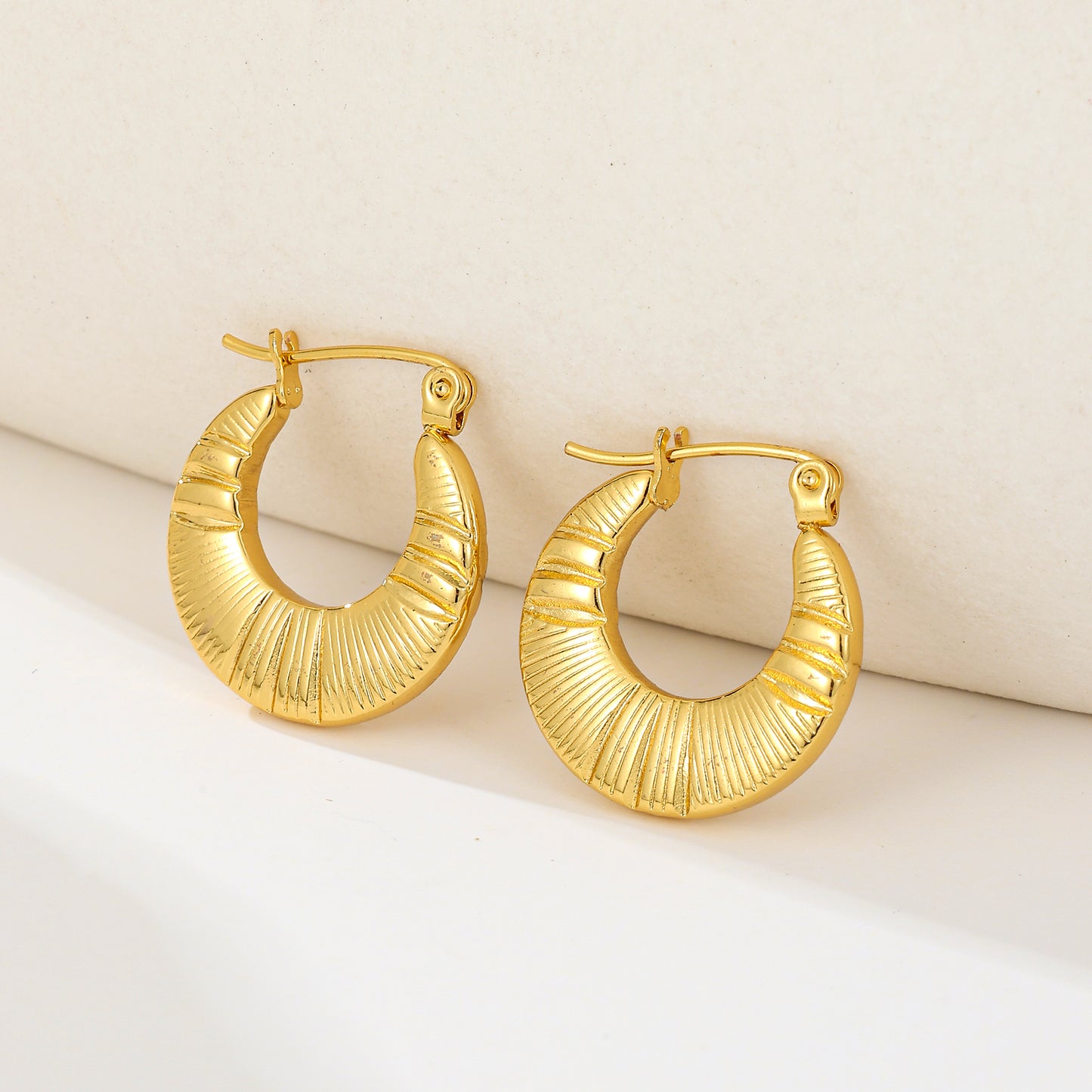 MY2034 Stainless Steel Hoop Earrings Plated with Real Gold