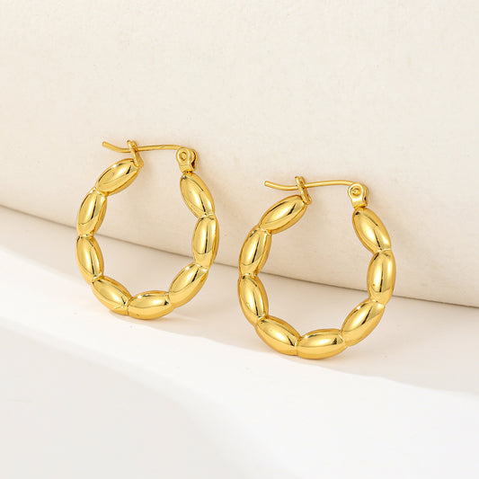 MY2037 Stainless Steel Hoop Earrings Plated with Real Gold