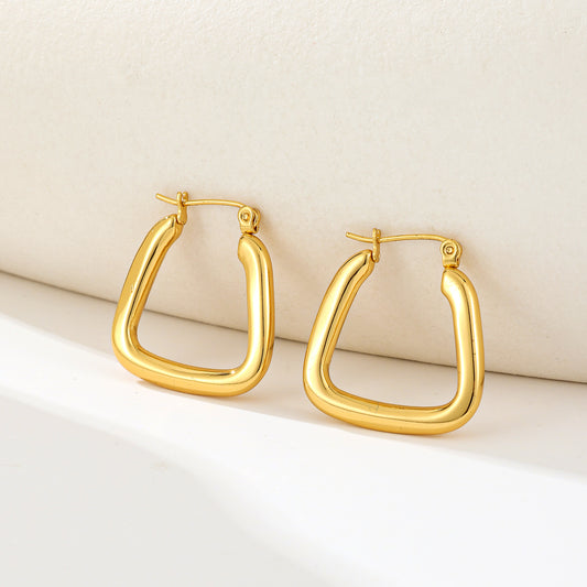 MY2038 Stainless Steel Hoop Earrings Plated with Real Gold