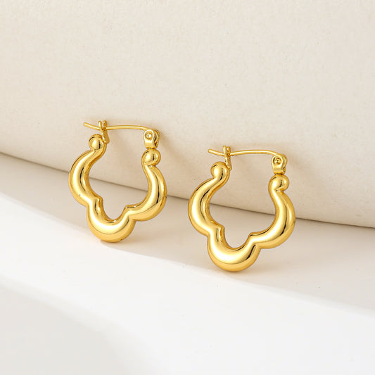 MY2040 Stainless Steel Hoop Earrings Plated with Real Gold