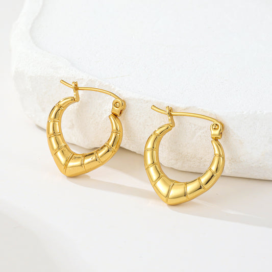 MY2041 Stainless Steel Hoop Earrings Plated with Real Gold