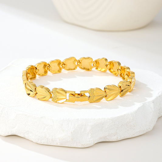 MY2079 24K Gold-Plated Copper Bracelet [Love-Shaped Design]