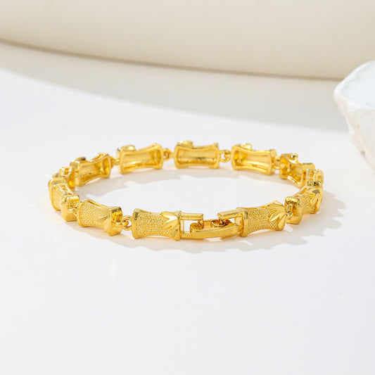 MY2086  24K Gold-Plated Copper Bracelet [Bamboo Design]