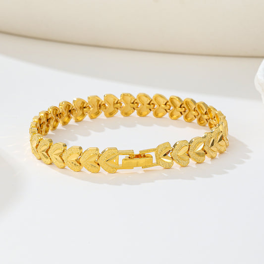 MY2087  24K Gold-Plated Copper Bracelet [Heart-Shaped Design]